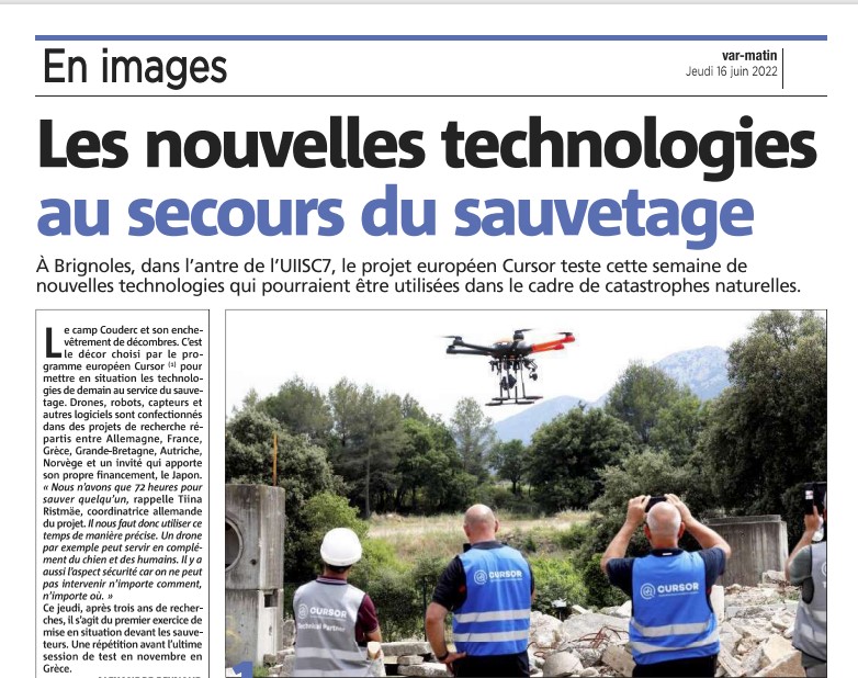 Article in the French newspaper “Var-Matin” on the Use Case 3 test in Brignoles